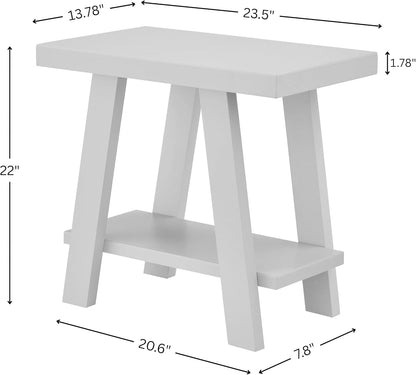 Modern Wood Side Table with Storage Shelf
