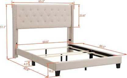 Cozy Upholstered Platform Bed with Soft Headboard
