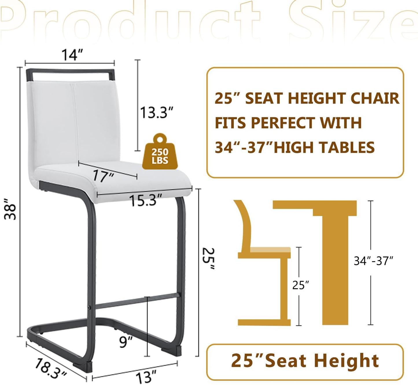 Modern Leather Counter Stool with Comfortable Backrest