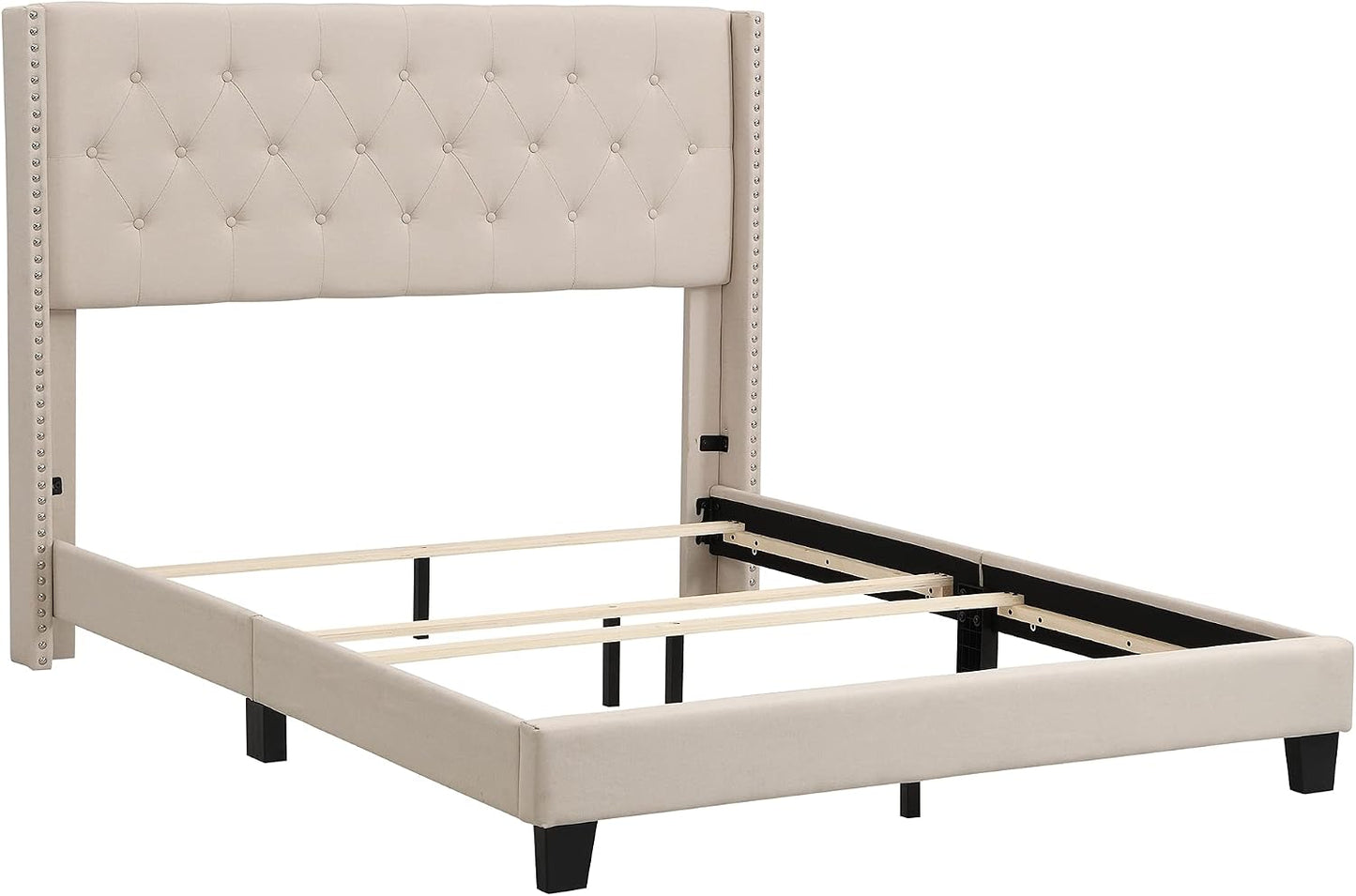 Cozy Upholstered Platform Bed with Soft Headboard