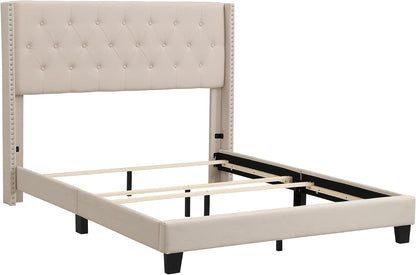 Cozy Upholstered Platform Bed with Soft Headboard