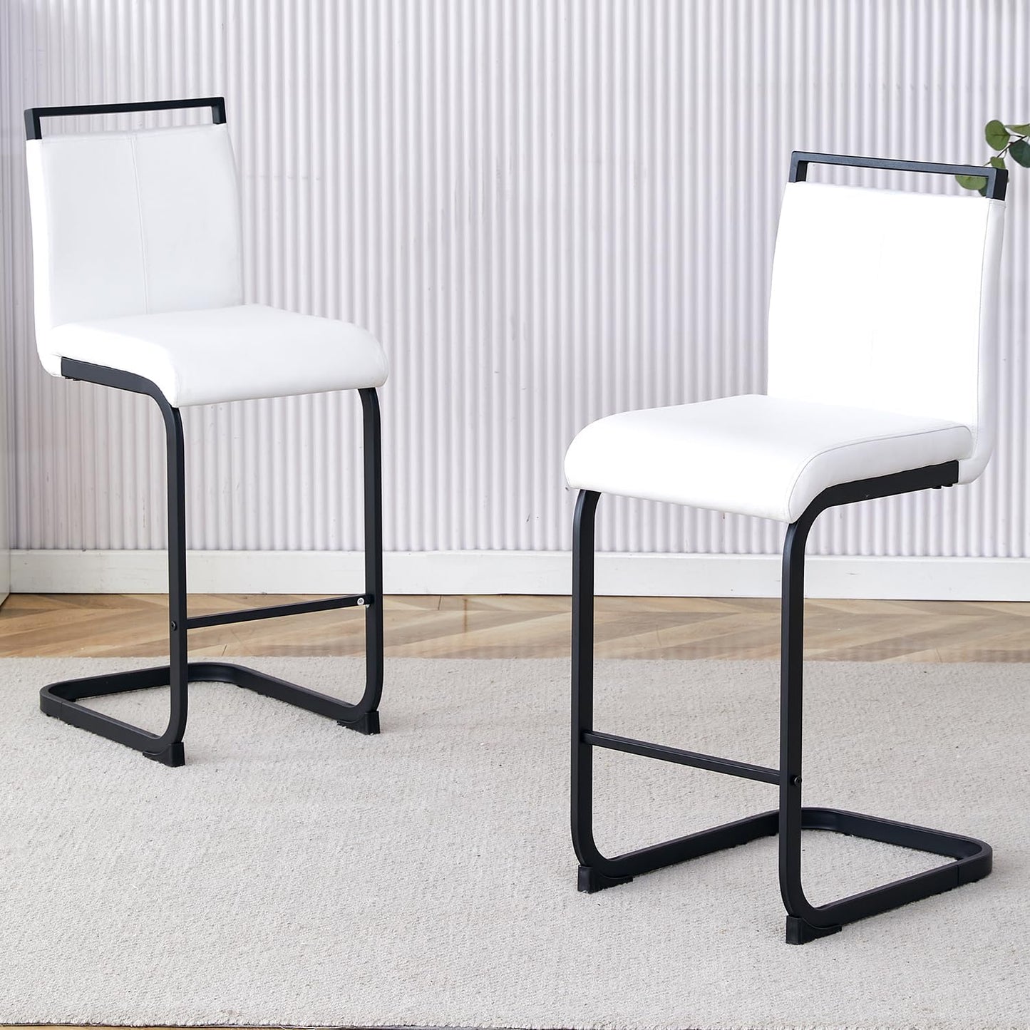 Modern Leather Counter Stool with Comfortable Backrest