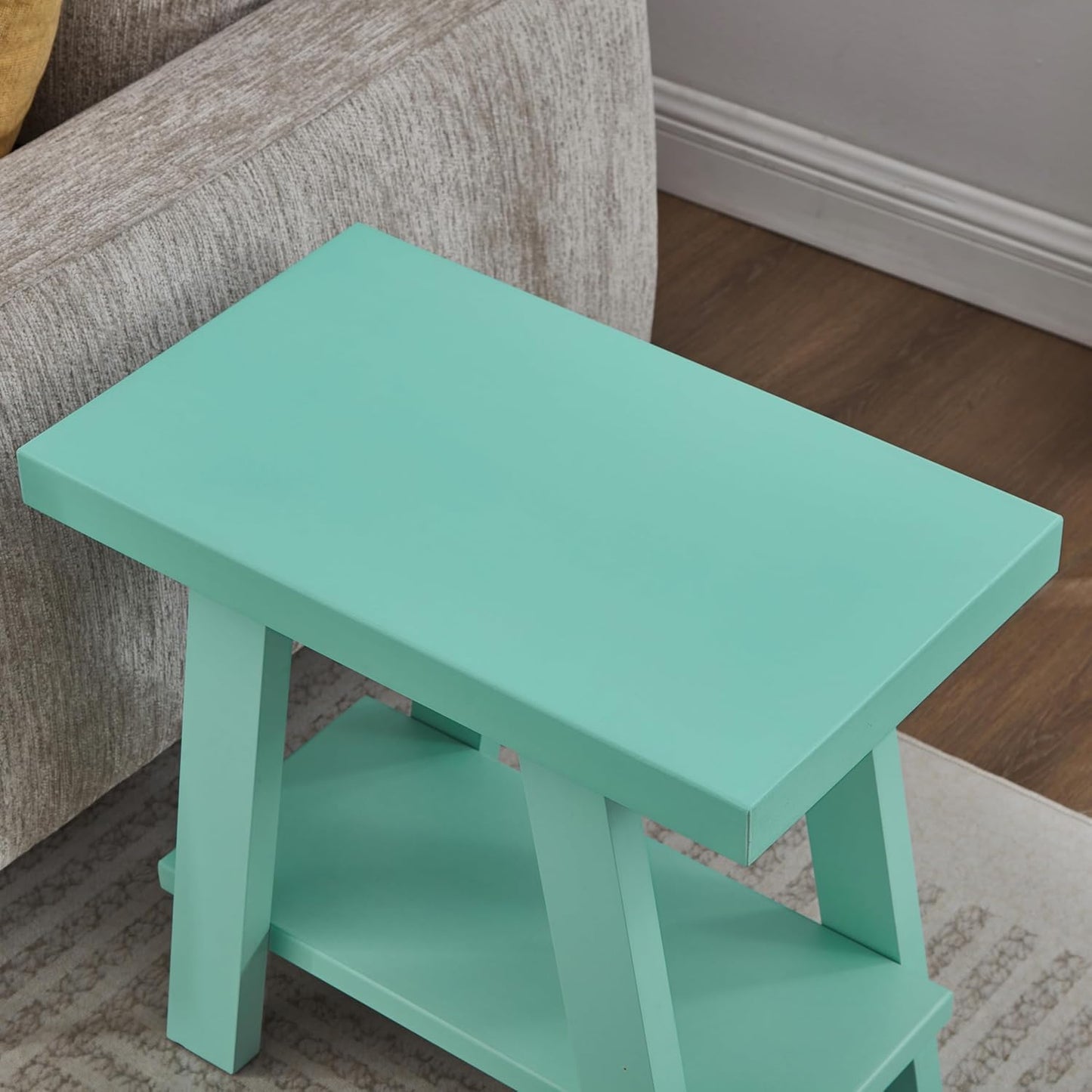 Modern Wood Side Table with Storage Shelf