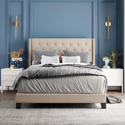 Cozy Upholstered Platform Bed with Soft Headboard