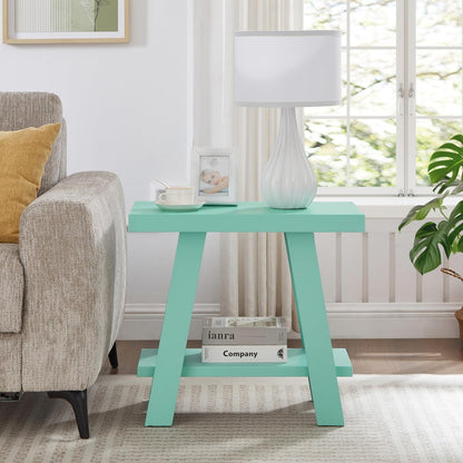 Modern Wood Side Table with Storage Shelf