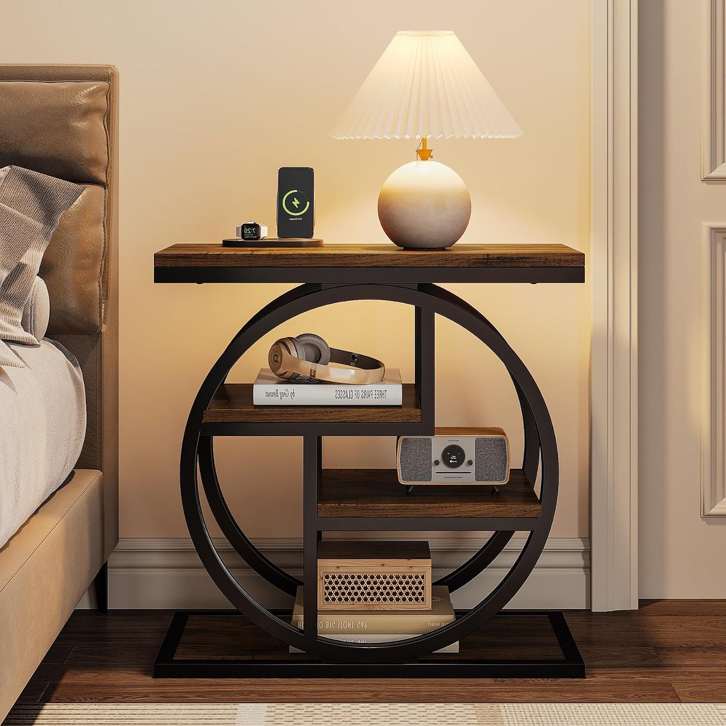 Modern Geometric Display Shelf with Open Storage