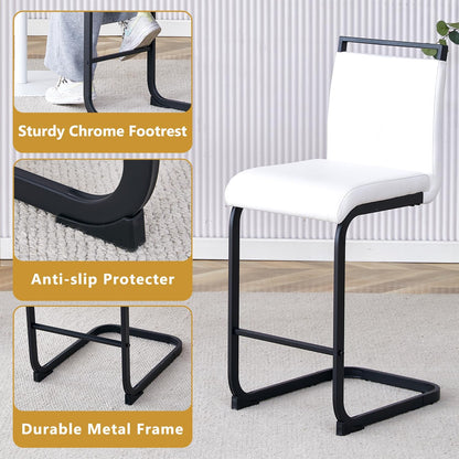 Modern Leather Counter Stool with Comfortable Backrest