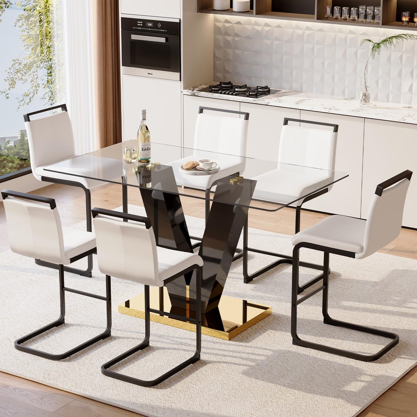Modern Leather Counter Stool with Comfortable Backrest