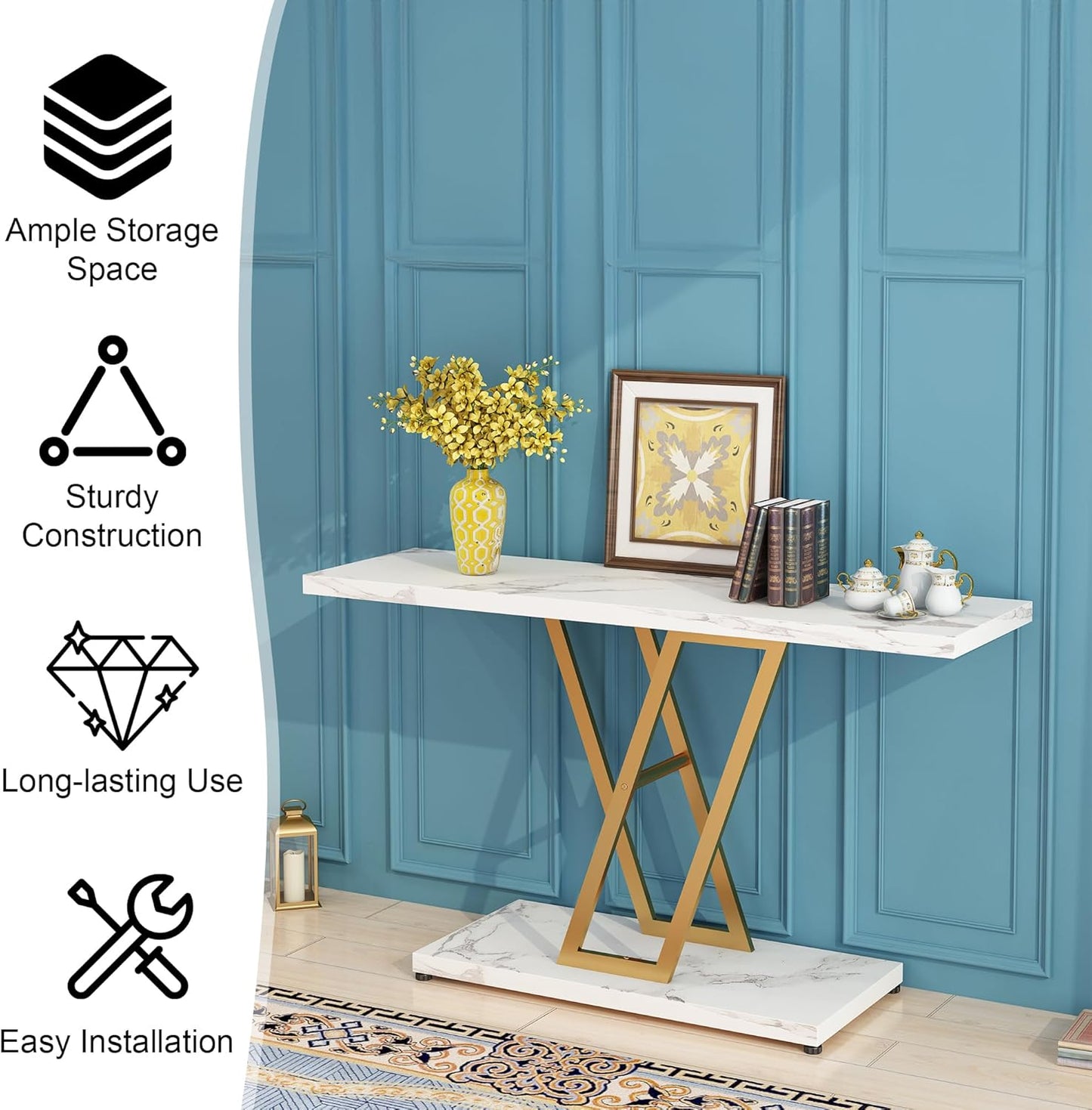 Industrial Console Table – Slim Entryway Accent Table