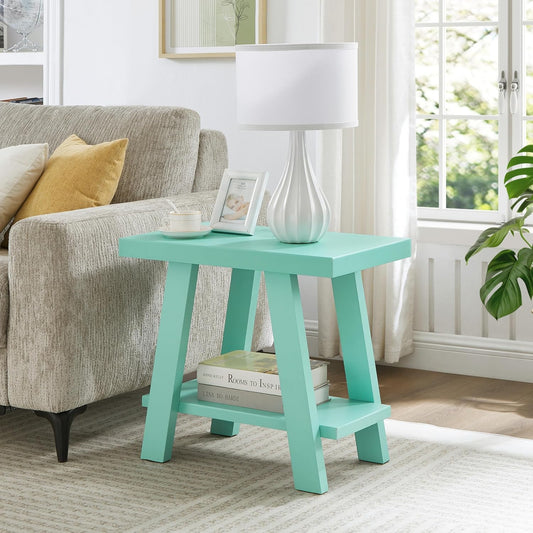 Modern Wood Side Table with Storage Shelf