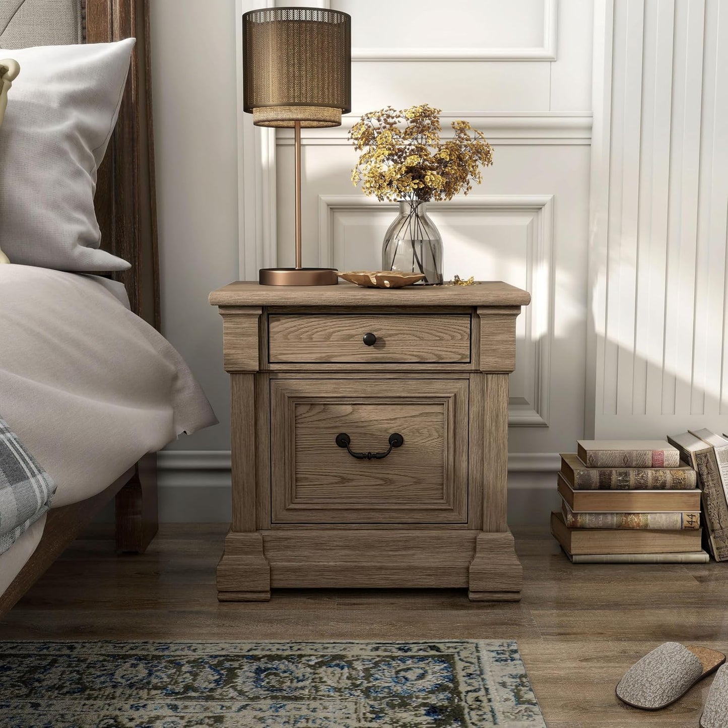 Modern Nightstand with Storage Drawers