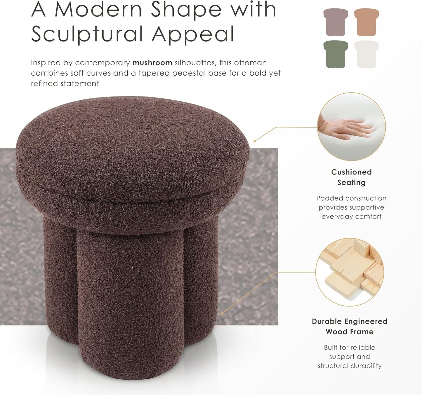 Modern Mushroom Accent Chair with Plush Upholstery
