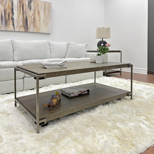 Modern 3-Piece Living Room Table Set with Storage Shelf