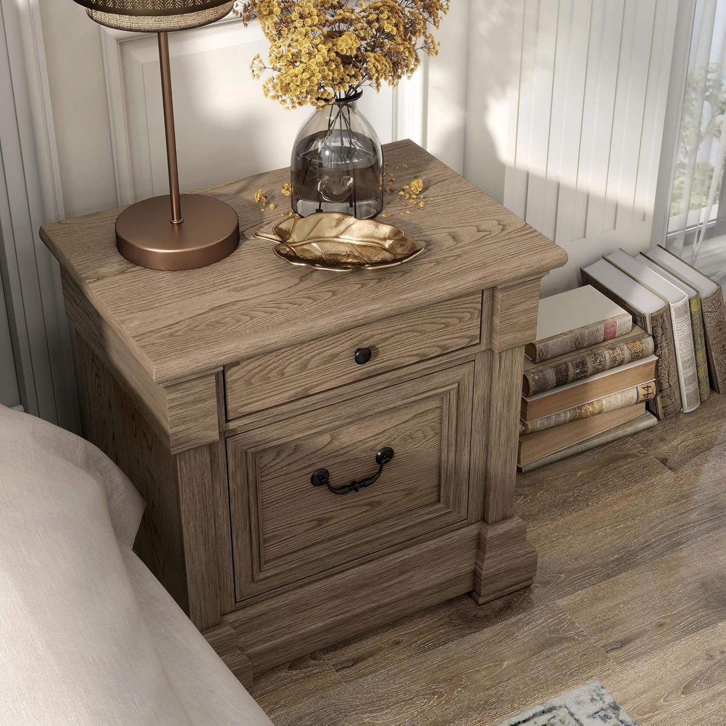 Modern Nightstand with Storage Drawers