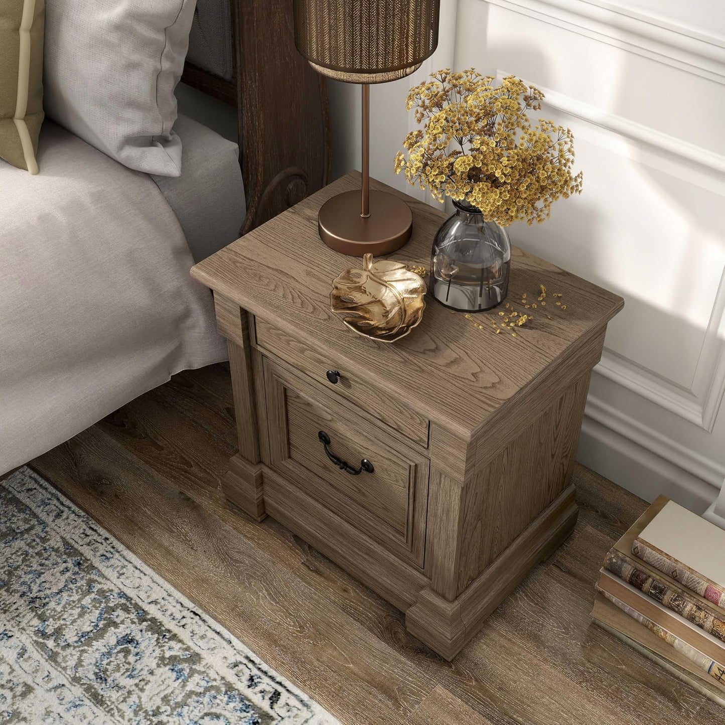 Modern Nightstand with Storage Drawers