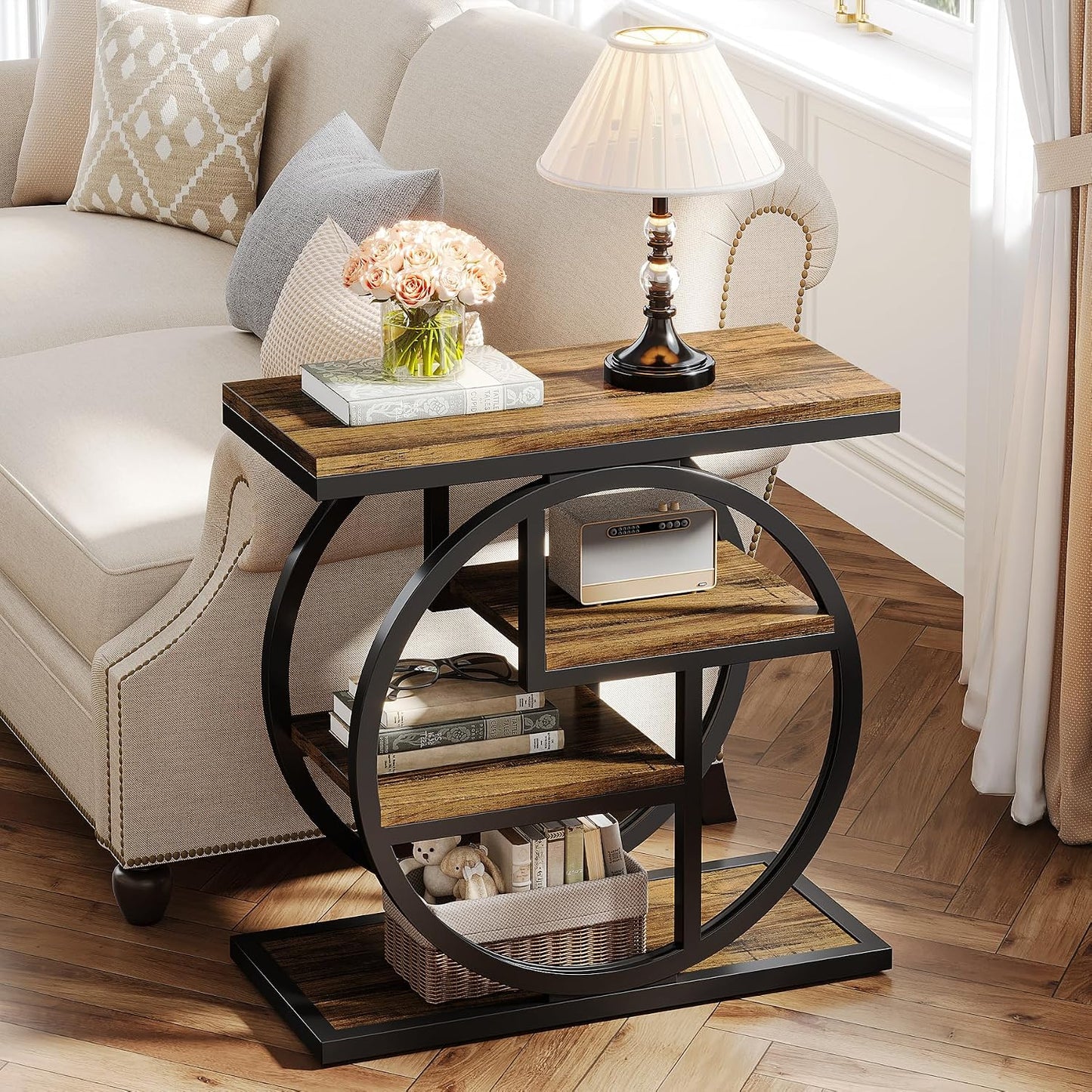Modern Geometric Display Shelf with Open Storage